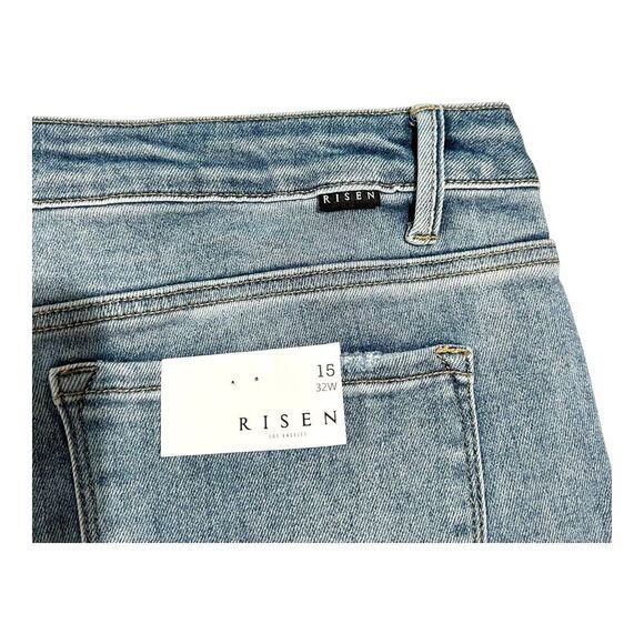 NWT Risen Women's Jeans Sz 15/32 High Rise Wide Leg Crop Light Wash Blue Denim - Picture 11 of 14